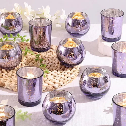 Vista 10 de DEVI 24 piezas Portavelas votivas de vidrio, portavelas de vidrio transparente para velas flotantes y luces de té, centros de mesa para bodas