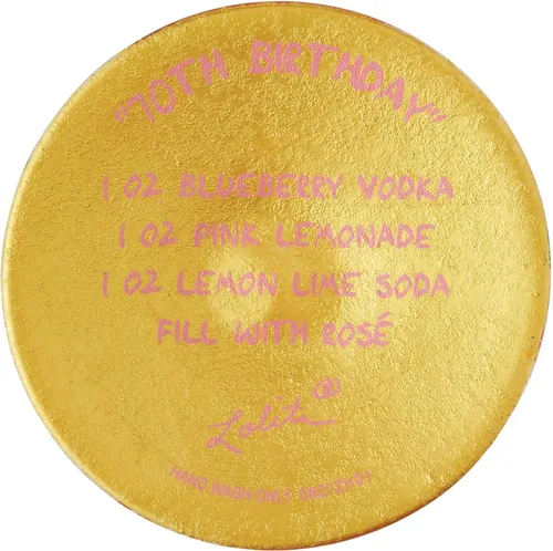 Vista 7 de Enesco Designs by Lolita Happy 70th Birthday - Copa de vino artesanal pintada a mano, 15 onzas, multicolor