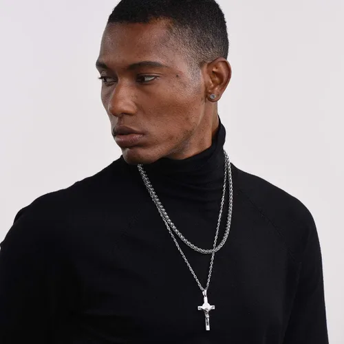 Vista 5 de PROSTEEL Collar de cruz de acero inoxidable Crucifijo Jesús pieza colgante grande religioso cristiano joyería hombres mujeres joyería regalo