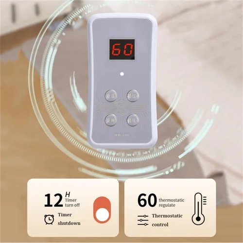 Vista 4 de Calentador de suelo radiante infrarrojo, alfombra eléctrica con 60 ajustes de calor, protección contra sobrecalentamiento, 12 horas de apagado
