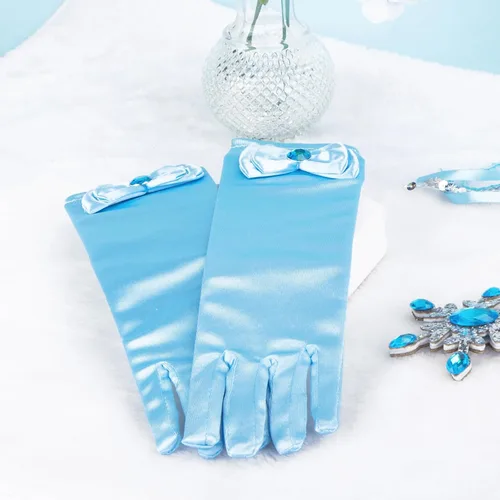 Vista 5 de Shindel 8 accesorios de disfraz de princesa, corona de princesa, guantes, collar, aretes, banda para el cabello, disfraz de cosplay para niñas