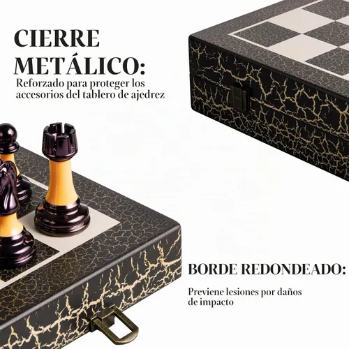 Vista 7 de BIVOMON Juego de Ajedrez de Madera Plegable de 16" Tablero de Ajedrez Blanco y Negro Piezas de Ajedrez de Acrílico de Lujo con Peso de 3.5