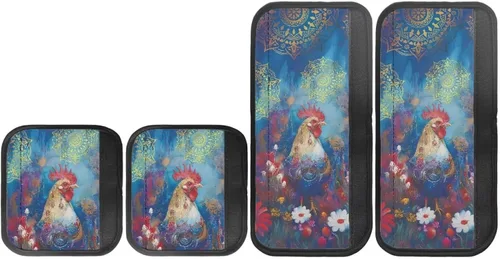 Vista 18 de Juego de 4 fundas para manijas de microondas con diseño de rayas de vaca tribal, azteca, decoración de cocina, antideslizantes, a prueba