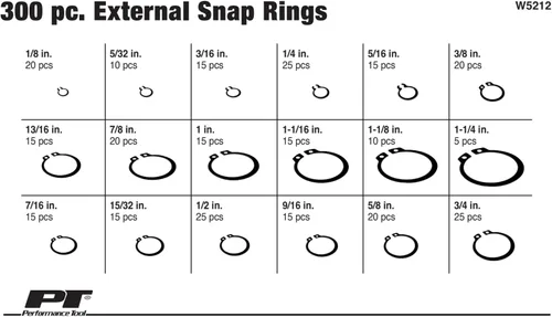 Vista 2 de Performance Tool W5212 - Juego de anillos de retención externos surtidos, 300 unidades, negro