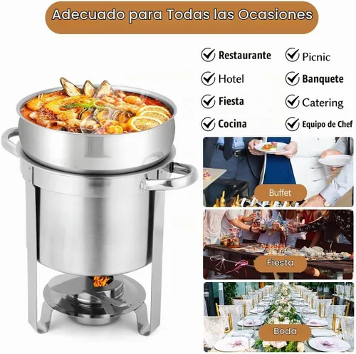 Vista 6 de Calentador de sopa redondo de acero inoxidable 7QT, paquete de 2