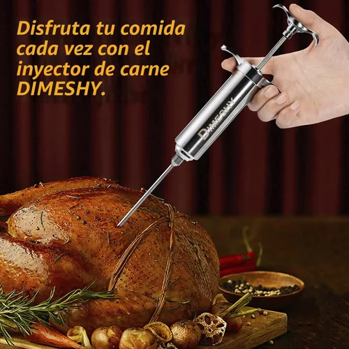 Vista 3 de Kit de inyector de carne de acero inoxidable 304 resistente con barril de gran capacidad de 2 onzas con 3 agujas comerciales de adobo Jeringa