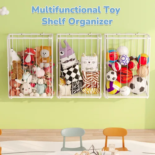Vista 7 de Organizador de almacenamiento de animales de peluche con tubo metálico pequeño, organizador de juguetes con cordón elástico, soporte para animales