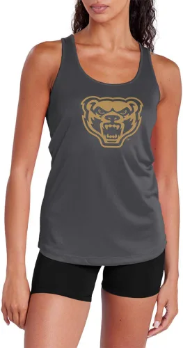 Vista 157 de Camiseta deportiva sin mangas oficial de NCAA Collegiate para mujer, con espalda cruzada, colección con logotipo primario