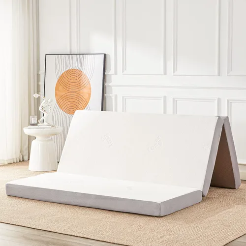 Vista 10 de Lazyzizi Colchón plegable, de espuma viscoelástica de 4 pulgadas, triple pliegue con funda de tela de fibra de bambú transpirable, colchón plegable