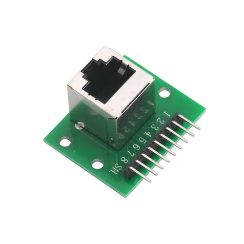 Vista 2 de Kit de adaptador de PCB de ángulo recto RJ45 de 10 piezas con cabezal de 8 pines, enchufe Ethernet vertical para proyectos de audio y redes DMX512