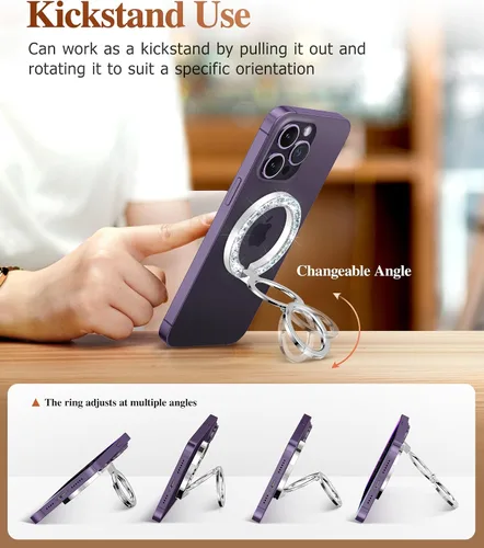 Vista 4 de GVIEWIN Soporte Magnético para Anillo de Teléfono, Compatible con MagSafe Agarre de Teléfono con Soporte Ajustable, Soporte Magnético de Anillo