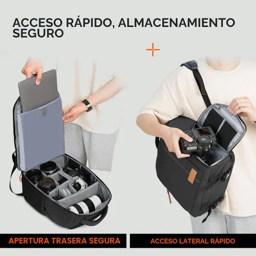 Vista 4 de TARION Mochila de cámara para fotógrafos compacta 15L, TB04 Negro