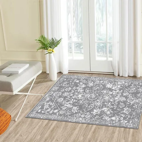 Vista 5 de Pauwer Alfombra vintage de flores 2 x 3 pulgadas, estilo envejecido, antideslizante, de pelo bajo, tapete para entrada, interior, pequeña, retro