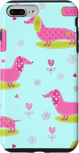 Vista 11 de Funda para iPhone 13 Dachshund Pattern turquoise Flowers Weiner Dog Lover