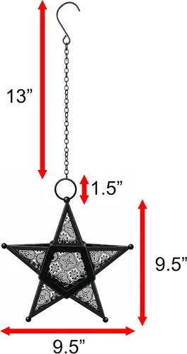 Vista 13 de Juego de 2 Faroles portavelas decorativos con forma de estrella, transparente