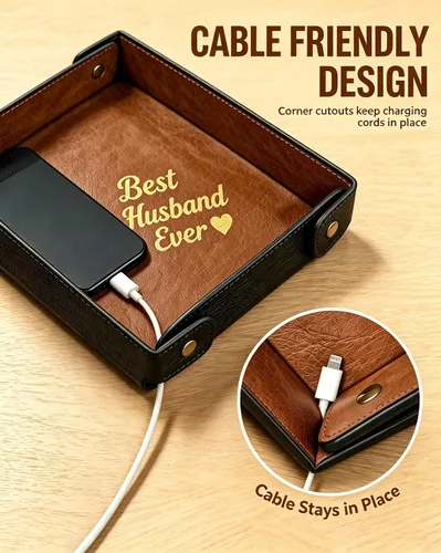 Vista 4 de Catchall EDC - Bandeja de valet de piel sintética para hombre