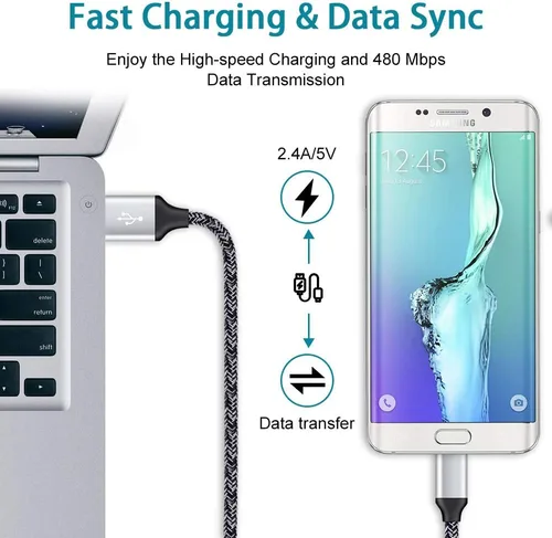 Vista 4 de Cubo de carga con cable micro USB, cable de carga rápida compatible con Samsung Galaxy S7/S6/Edge/Active S5 S4 Note 5/4, J7 J3 J2 A7 A10S A10 A6