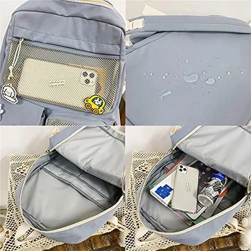 Vista 5 de Mochila kawaii con pin kawaii y accesorios linda mochila kawaii para mochila escolar mochila kawaii para niña linda