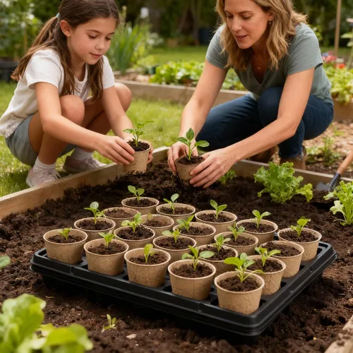 Vista 7 de RooTrimmer Macetas de turba de 3.15 pulgadas, 100 piezas con bandejas de plántulas de 20 celdas, 5 unidades, macetas biodegradables para inicio