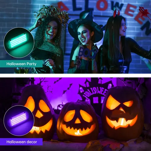 Vista 6 de Luditek Paquete de 3 luces estroboscópicas LED de 48 LED para Halloween, luces de fiesta de discoteca activadas por sonido multicolor con control