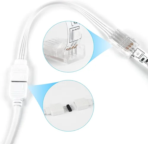 Vista 2 de RGBZONE 10 unids 4 Pin 0.394 in Conectores LED sin soldadura 4 Pin conductor tira a adaptador de corriente para puente de 0.394 in SMD RGB 5050 LED