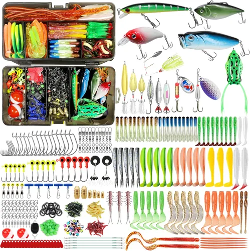 Vista 7 de TRUSCEND Complete Fishing Lures - Tackle Box with Tackle Included - Crankbaits, Minnows, Frogs, Vibes, Poppers, Spinners, Spoons, Soft Baits, Hooks