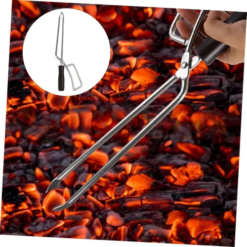 Vista 3 de GANAZONO Pinzas largas para barbacoa con mango de haya maciza, pinzas para parrilla de cocina al aire libre, 1 ud