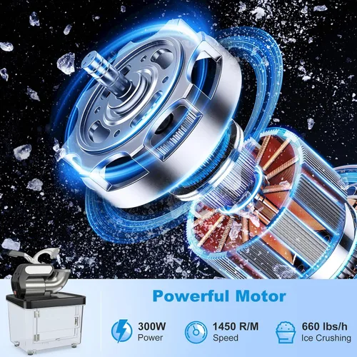Vista 4 de COSTWAY Trituradora de hielo eléctrica, máquina de cono de nieve de 660 libras/h con cuchillas dobles, máquina de hielo afeitado aprobada por ETL