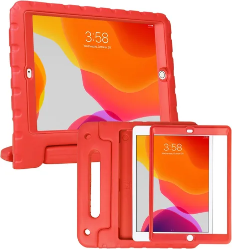 Vista 8 de HDE Funda para iPad de 9ª generación de 10.2 pulgadas para niños con protector de pantalla integrado a prueba de golpes con soporte de asa para Negro