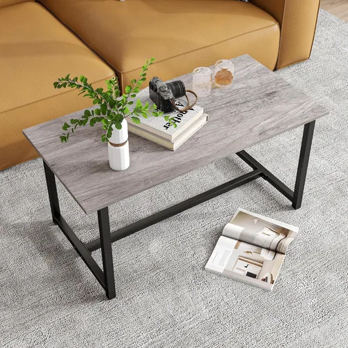 Vista 10 de Mesa de centro para sala de estar, mesas centrales rectangulares modernas para espacios pequeños, muebles industriales, mesas auxiliares de sofá