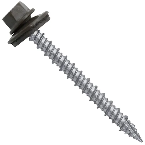 Vista 172 de Tornillos para techos de metal gris ABC 10 x 1 - Cabezal hexagonal - Arandela EPDM - Arandela de arranque automático/roscado - 1 bolsa - 250
