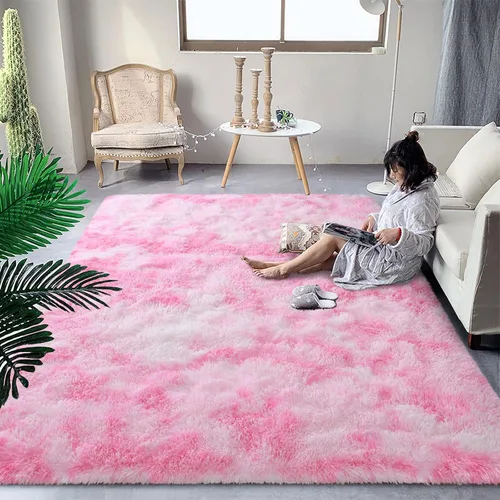Vista 51 de DweIke Alfombras de pasillo beige esponjosas para dormitorio, 2 x 6 pies, alfombra larga de felpa suave para niñas y niños, antideslizante y lavable