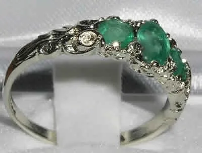 Vista 3 de Anillo de plata de ley 925 auténtica esmeralda para mujer