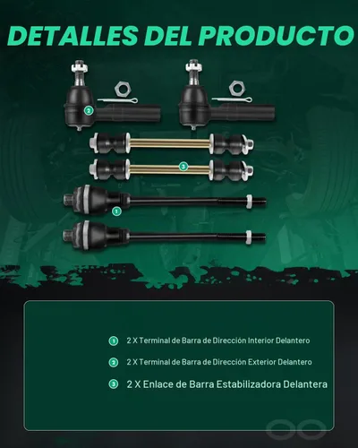 Vista 3 de SCITOO Kit de suspensión de 6 piezas, extremos de barra de acoplamiento interior exterior, estabilizador, barra estabilizadora, eslabones para Chevy