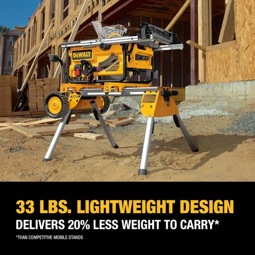 Vista 4 de DEWALT Sierra de mesa para lugar de trabajo, compacta, 8-1/4 pulgadas con soporte para sierra de mesa, móvil/rodante (DWE7485 y DW7440RS)