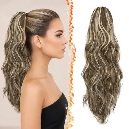 Vista 16 de BARSDAR Extensiones de cola de caballo con clip de garra, extensiones de cabello corto ondulado negro de 14 pulgadas para mujer, extensiones