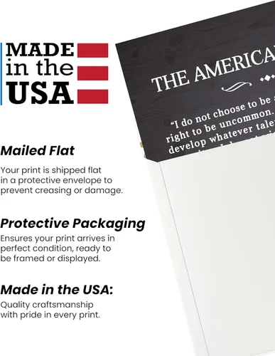 Vista 3 de The American's Creed - Impresión patriótica para pared, decoración con cita inspiradora para el hogar, oficina, garaje, bar y decoración de cueva