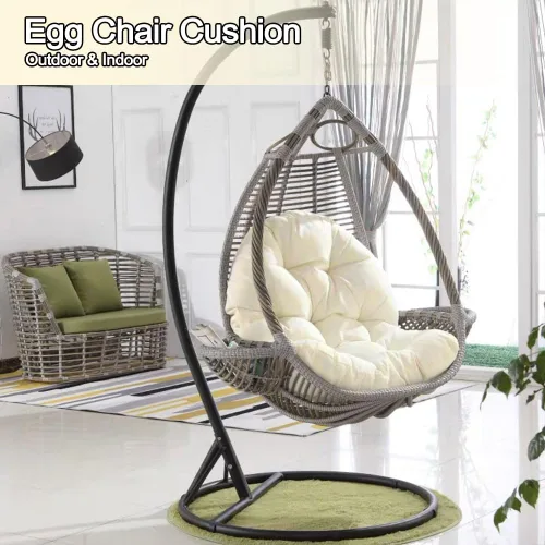 Vista 2 de Cojín de repuesto para silla de huevo para colgar silla de huevo, cojín grueso y cómodo para silla colgante, color beige (solo cojín), cojín