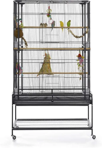 Vista 12 de Prevue Pet Products F085 - Jaula para pájaros de vuelo con soporte, color negro