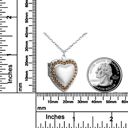 Vista 2 de POWER WING Collar con medallón de corazón de circonita cúbica con piedra natal de enero y diciembre que sostiene fotos con medallones de memoria 18