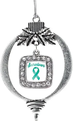 Vista 130 de Inspired Silver - Adorno con dije de reina de rodillo - Adornos navideños cuadrados de plata con joyas de circonita cúbica