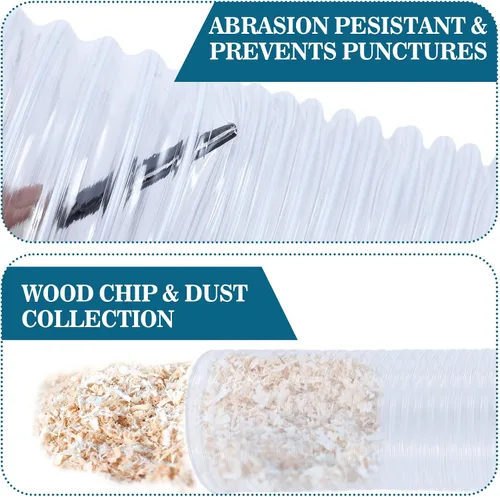 Vista 4 de Yaocom Manguera de recogida de polvo de PVC de 2.5 pulgadas y 30 pies con abrazaderas de acero inoxidable, flexible, transparente, resistente a