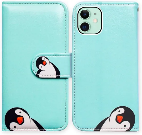 Vista 28 de Bcov - Funda para iPhone 13, funda tipo cartera de cuero verde con diseño de pájaro negro, funda con solapa y soporte con ranura para tarjetas