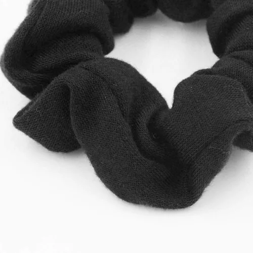 Vista 3 de Pack de 12 Scrunchies de algodón para el pelo de una sola Jersey de color sólido de coleta titulares de pelo para niña, Negro