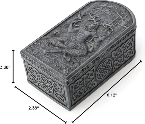 Vista 6 de Veronese Design Cernunnos - Caja de baratijas pintada a mano con dios de los animales y el inframundo