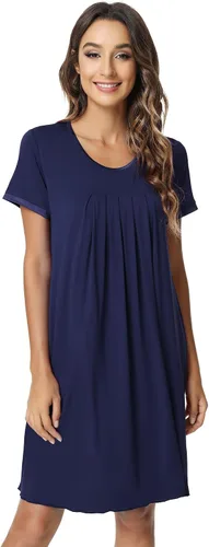 Vista 19 de NACHILA Nightgowns for Women-Viscose Made from Bamboo, Pleated Sleepwear. A-aqua Green