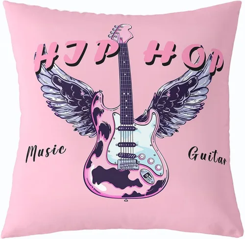 Vista 23 de Castle Fairy Cowboy Boots Throw Pillow Cover 16"x16" Bohemia Musical Guitar Pillowcase Western Rustic Cowgirl Reversible Print Cushion Cover Music