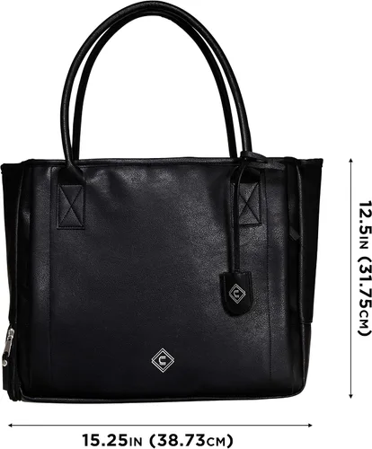 Vista 3 de Allen Company Bolso de transporte oculto para niñas con armas 'Casual Cosmic' con gran bolsillo térmico aislado, piel sintética, color negro