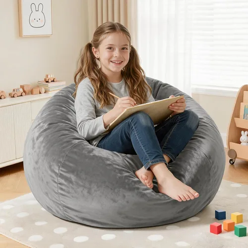 Vista 20 de Silla Puf de 2 Pies con Funda de Terciopelo Ultra Suave Sofá Puf con Espuma con Memoria Sillas Puf de Tamaño Grande Sofá Perezoso para Dormitorio
