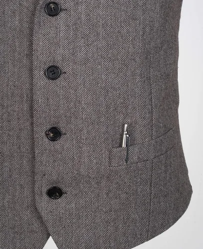 Vista 4 de Ruth&Boaz Chaleco de traje de cuello a medida de tweed de lana con 4 botones y 2 bolsillos